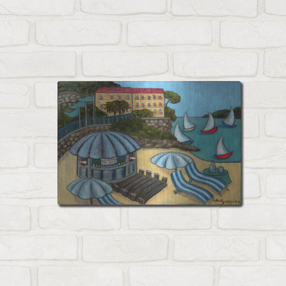 Luxe Metal Art 'Resting on the Rivieraf' by Holly Wojhan, Metal Wall Art,16x12