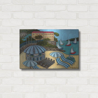 Luxe Metal Art 'Resting on the Rivieraf' by Holly Wojhan, Metal Wall Art,24x16