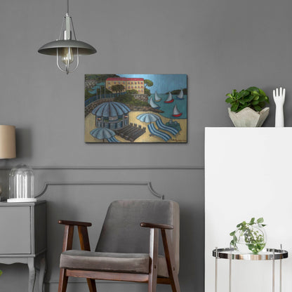 Luxe Metal Art 'Resting on the Rivieraf' by Holly Wojhan, Metal Wall Art,24x16