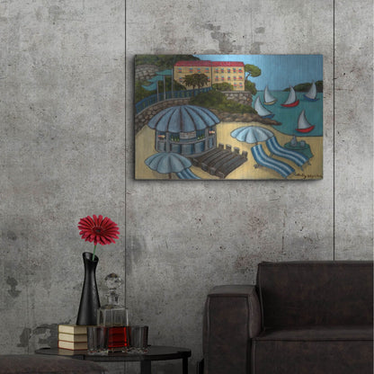 Luxe Metal Art 'Resting on the Rivieraf' by Holly Wojhan, Metal Wall Art,36x24