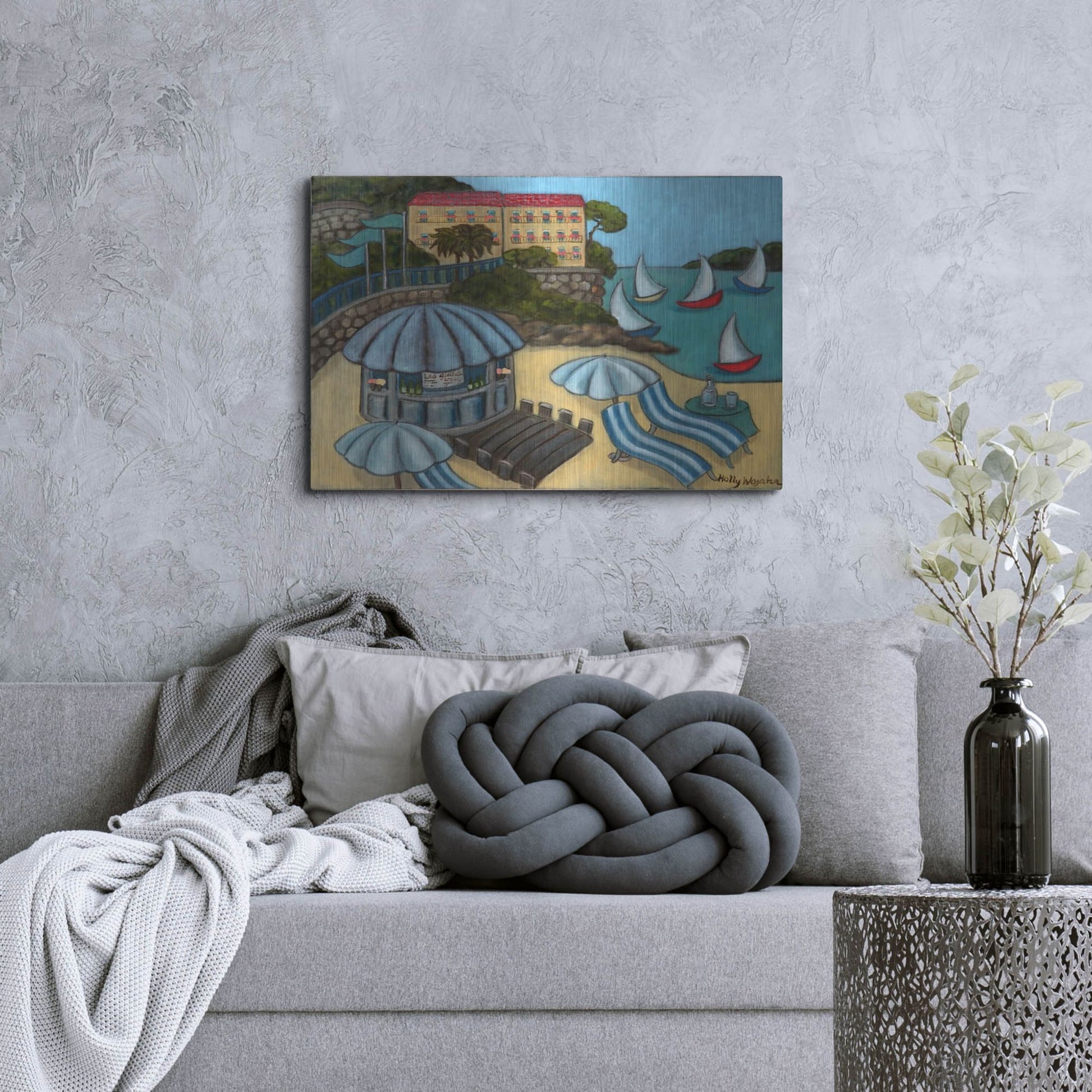 Luxe Metal Art 'Resting on the Rivieraf' by Holly Wojhan, Metal Wall Art,36x24