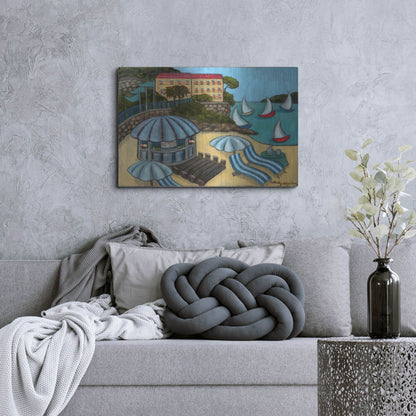 Luxe Metal Art 'Resting on the Rivieraf' by Holly Wojhan, Metal Wall Art,36x24