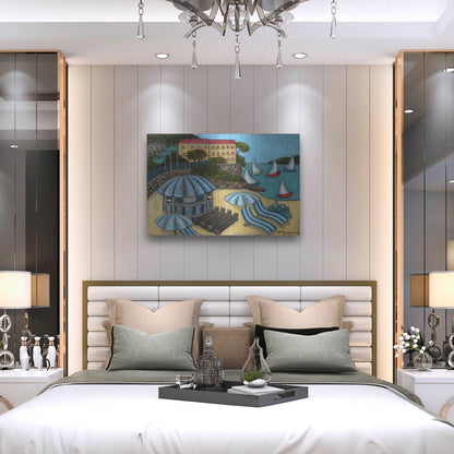 Luxe Metal Art 'Resting on the Rivieraf' by Holly Wojhan, Metal Wall Art,36x24