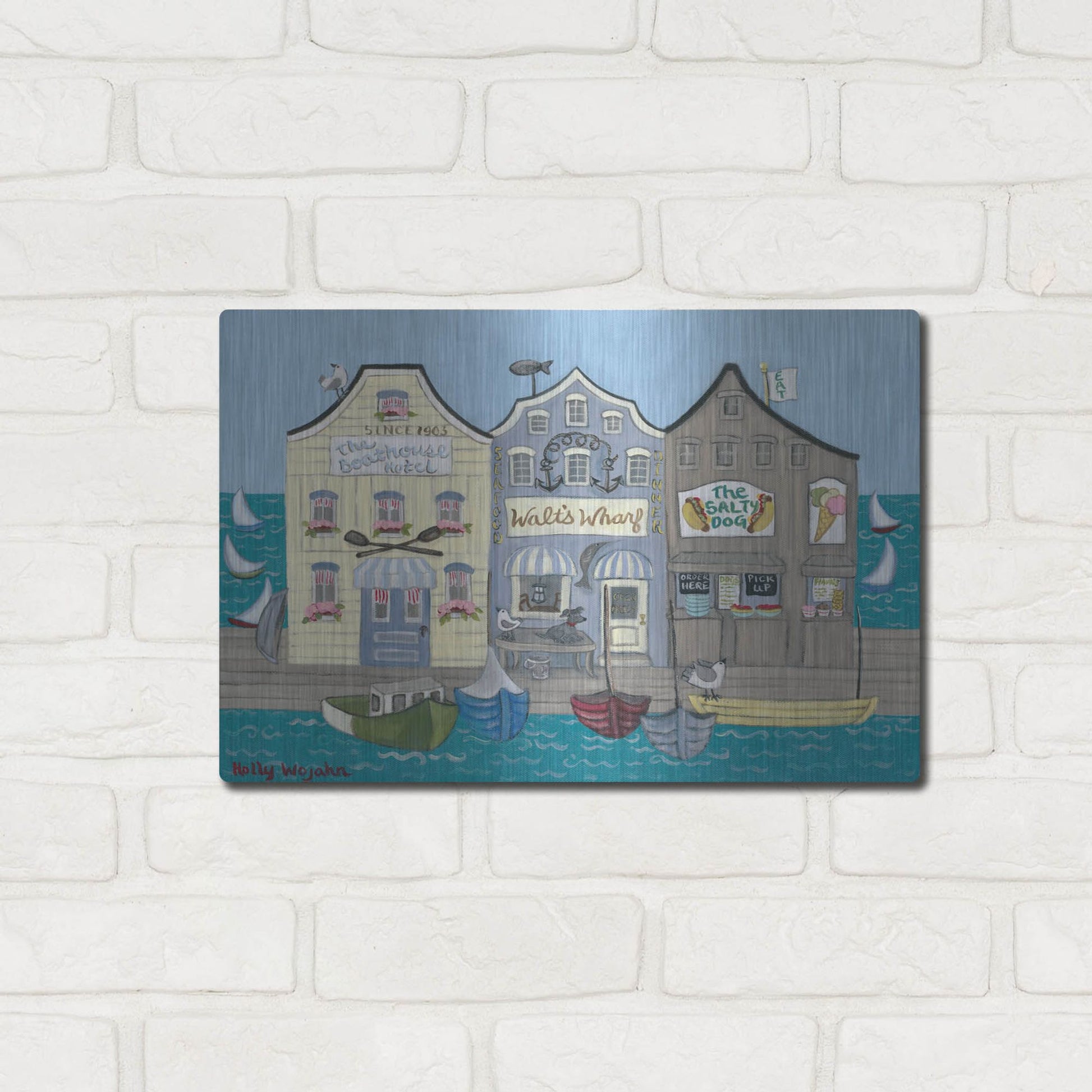 Luxe Metal Art 'The Salty Dog' by Holly Wojhan, Metal Wall Art,16x12