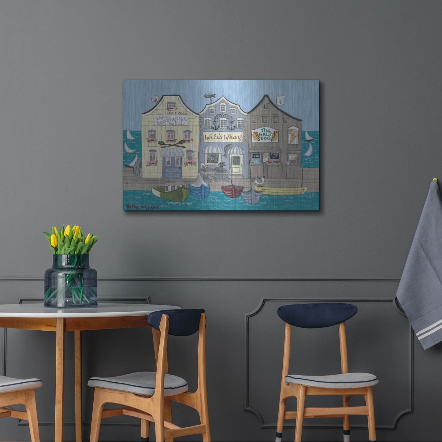 Luxe Metal Art 'The Salty Dog' by Holly Wojhan, Metal Wall Art,36x24