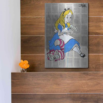Luxe Metal Art 'Alice In Moneyland' by Loui Jover, Metal Wall Art,12x16