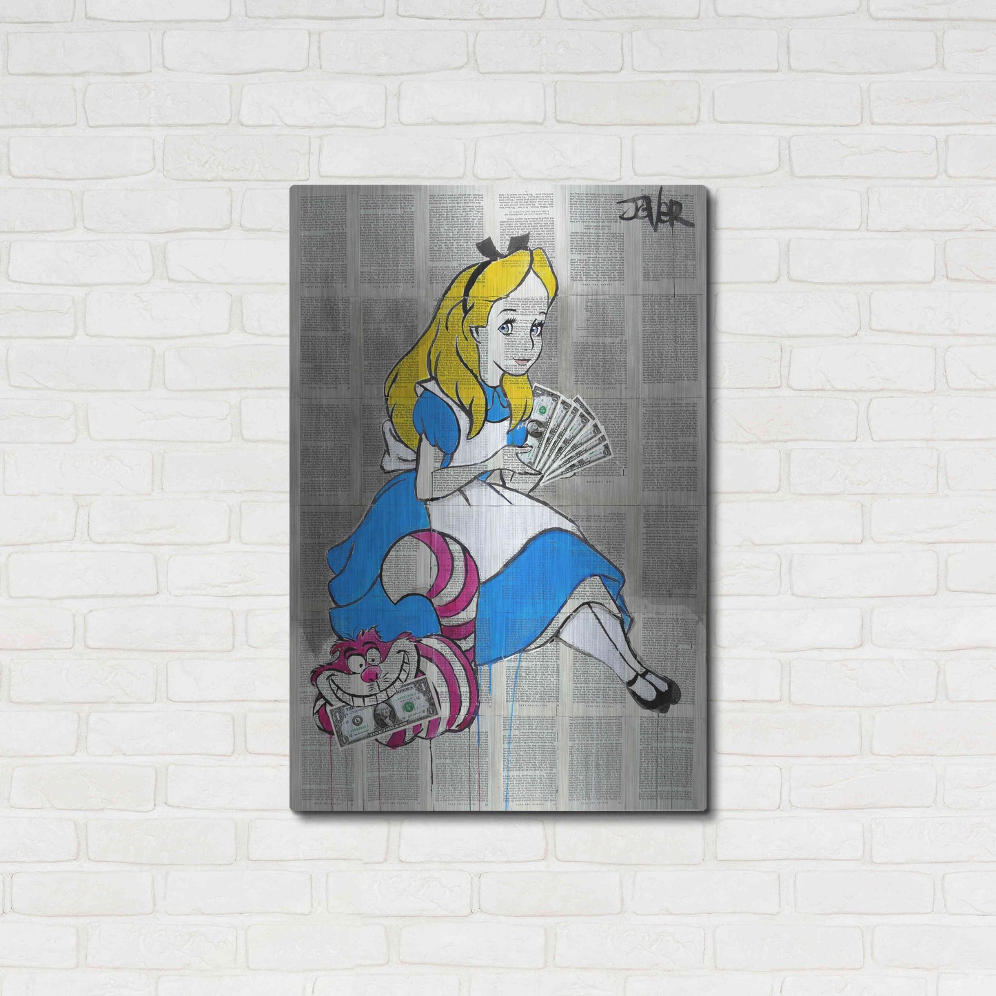 Luxe Metal Art 'Alice In Moneyland' by Loui Jover, Metal Wall Art,24x36