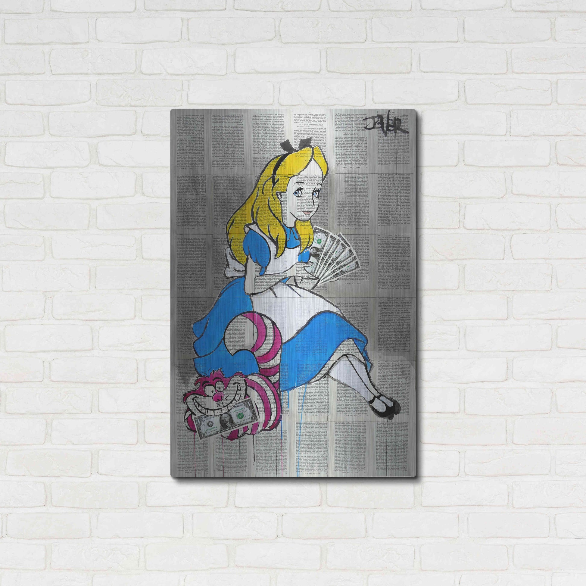 Luxe Metal Art 'Alice In Moneyland' by Loui Jover, Metal Wall Art,24x36