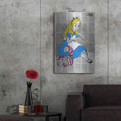 Luxe Metal Art 'Alice In Moneyland' by Loui Jover, Metal Wall Art,24x36