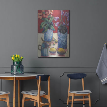 Luxe Metal Art 'Des fleurs et citrons' by Holly Wojhan, Metal Wall Art,24x36