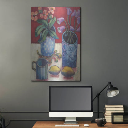 Luxe Metal Art 'Des fleurs et citrons' by Holly Wojhan, Metal Wall Art,24x36