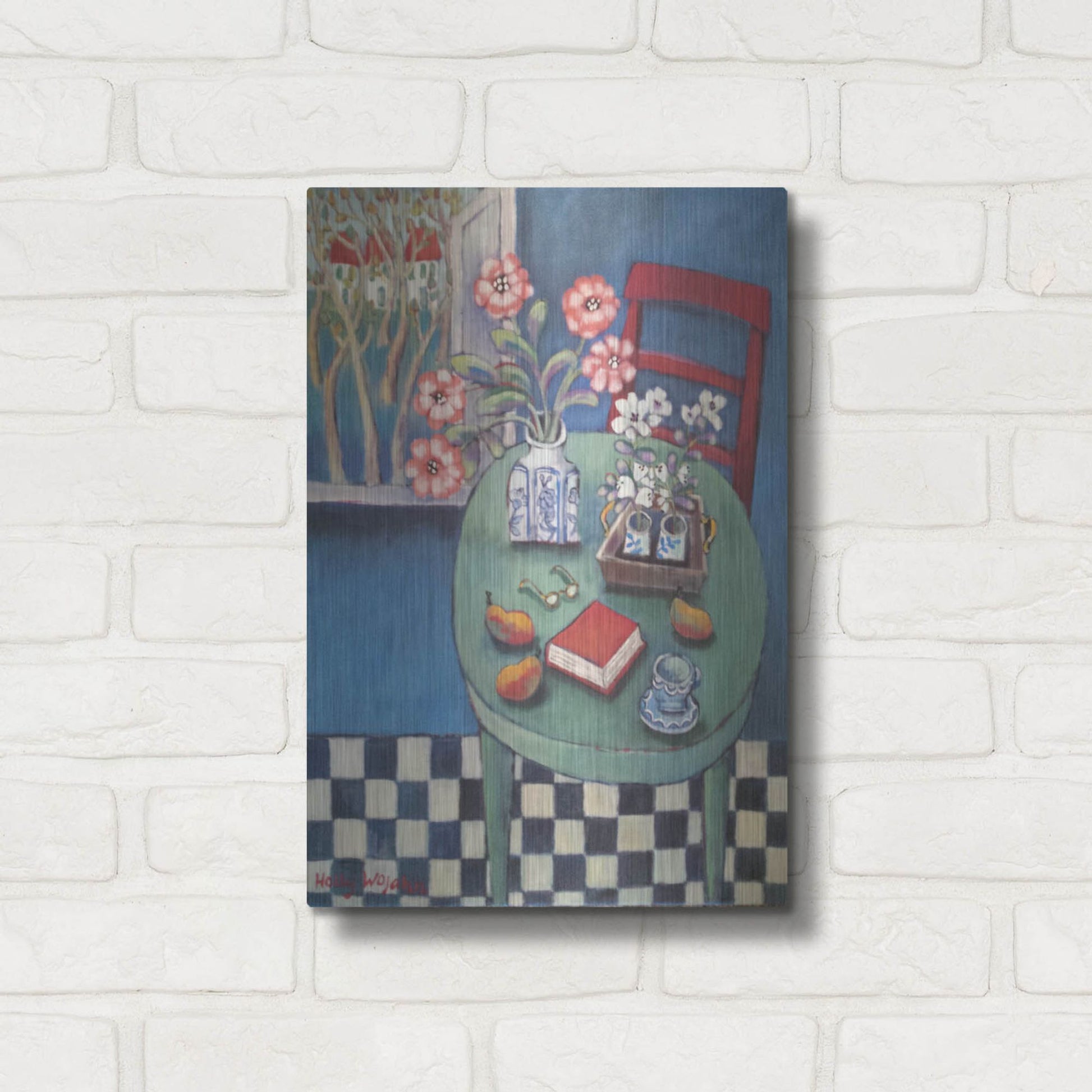 Luxe Metal Art 'Latable en vert' by Holly Wojhan, Metal Wall Art,12x16