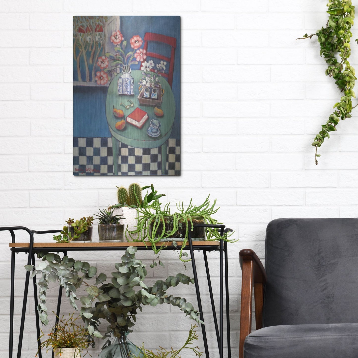 Luxe Metal Art 'Latable en vert' by Holly Wojhan, Metal Wall Art,12x16