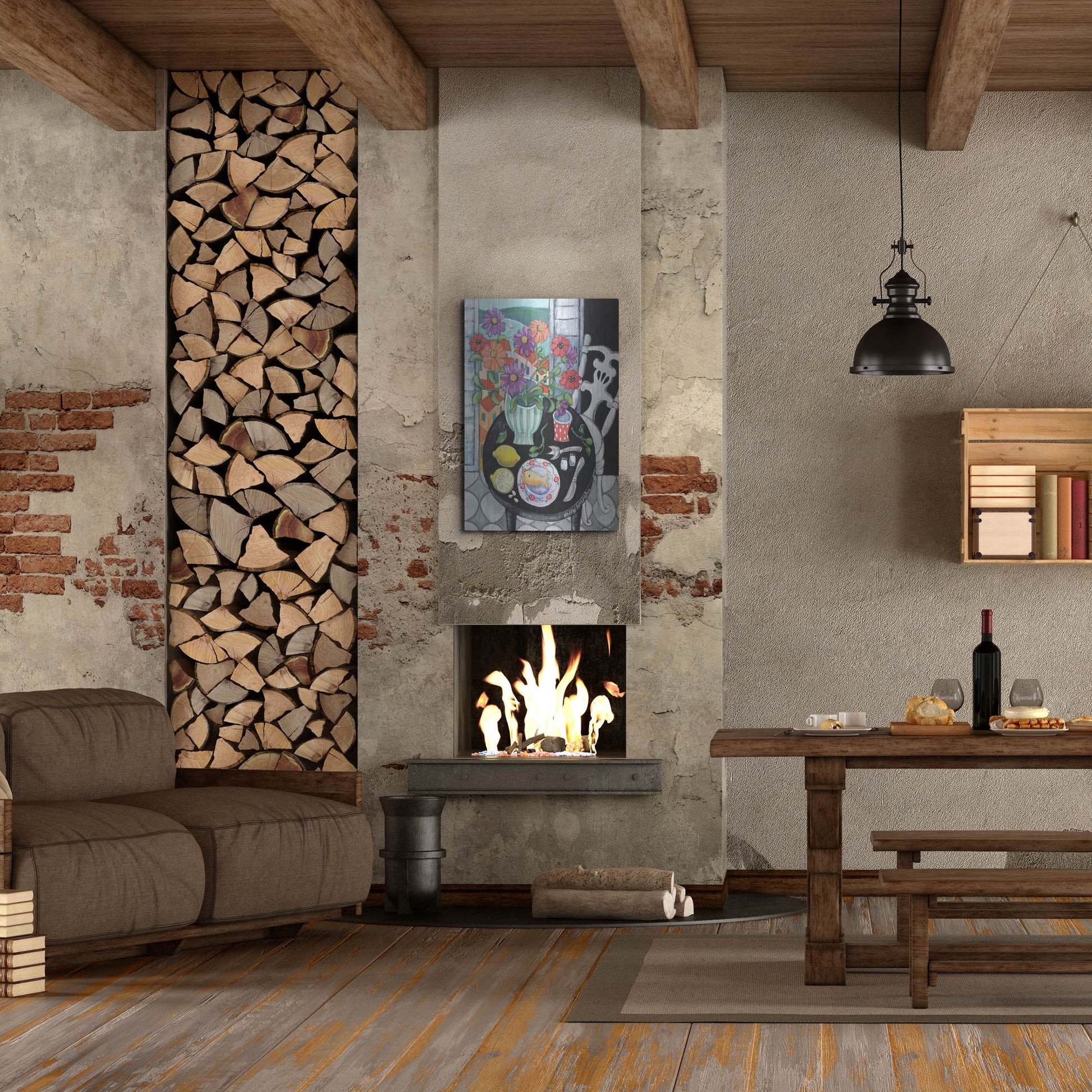 Luxe Metal Art 'Fish Dinner by the Sea' by Holly Wojhan, Metal Wall Art,24x36