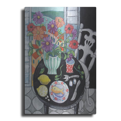 Luxe Metal Art 'Fish Dinner by the Sea' by Holly Wojhan, Metal Wall Art