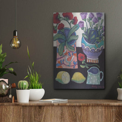 Luxe Metal Art 'Happy Still Life with Lemon' by Holly Wojhan, Metal Wall Art,12x16