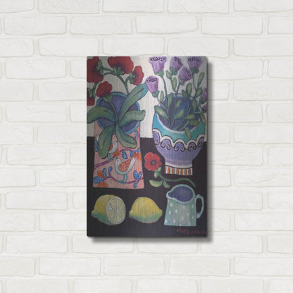 Luxe Metal Art 'Happy Still Life with Lemon' by Holly Wojhan, Metal Wall Art,16x24