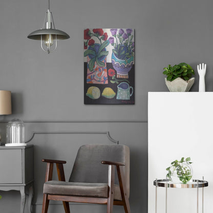 Luxe Metal Art 'Happy Still Life with Lemon' by Holly Wojhan, Metal Wall Art,16x24