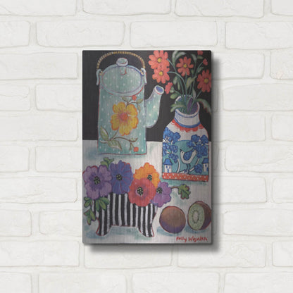 Luxe Metal Art 'Happy as till Life with Kiwi' by Holly Wojhan, Metal Wall Art,12x16
