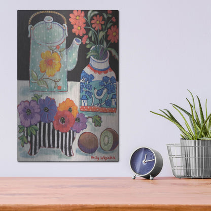 Luxe Metal Art 'Happy as till Life with Kiwi' by Holly Wojhan, Metal Wall Art,12x16