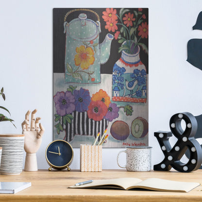 Luxe Metal Art 'Happy as till Life with Kiwi' by Holly Wojhan, Metal Wall Art,12x16