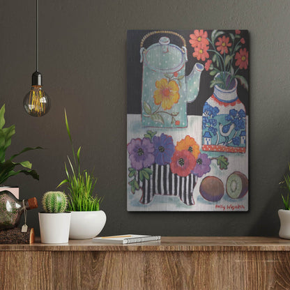 Luxe Metal Art 'Happy as till Life with Kiwi' by Holly Wojhan, Metal Wall Art,12x16