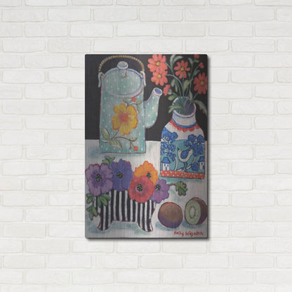 Luxe Metal Art 'Happy as till Life with Kiwi' by Holly Wojhan, Metal Wall Art,24x36
