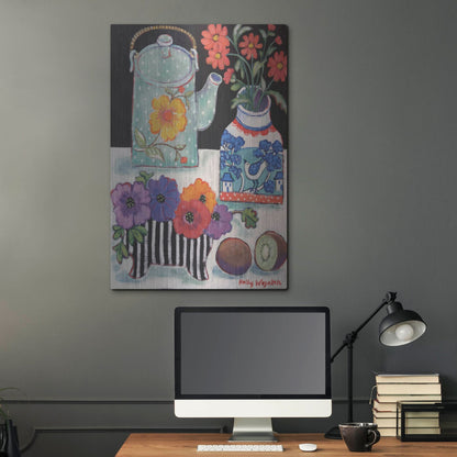 Luxe Metal Art 'Happy as till Life with Kiwi' by Holly Wojhan, Metal Wall Art,24x36