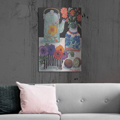 Luxe Metal Art 'Happy as till Life with Kiwi' by Holly Wojhan, Metal Wall Art,24x36