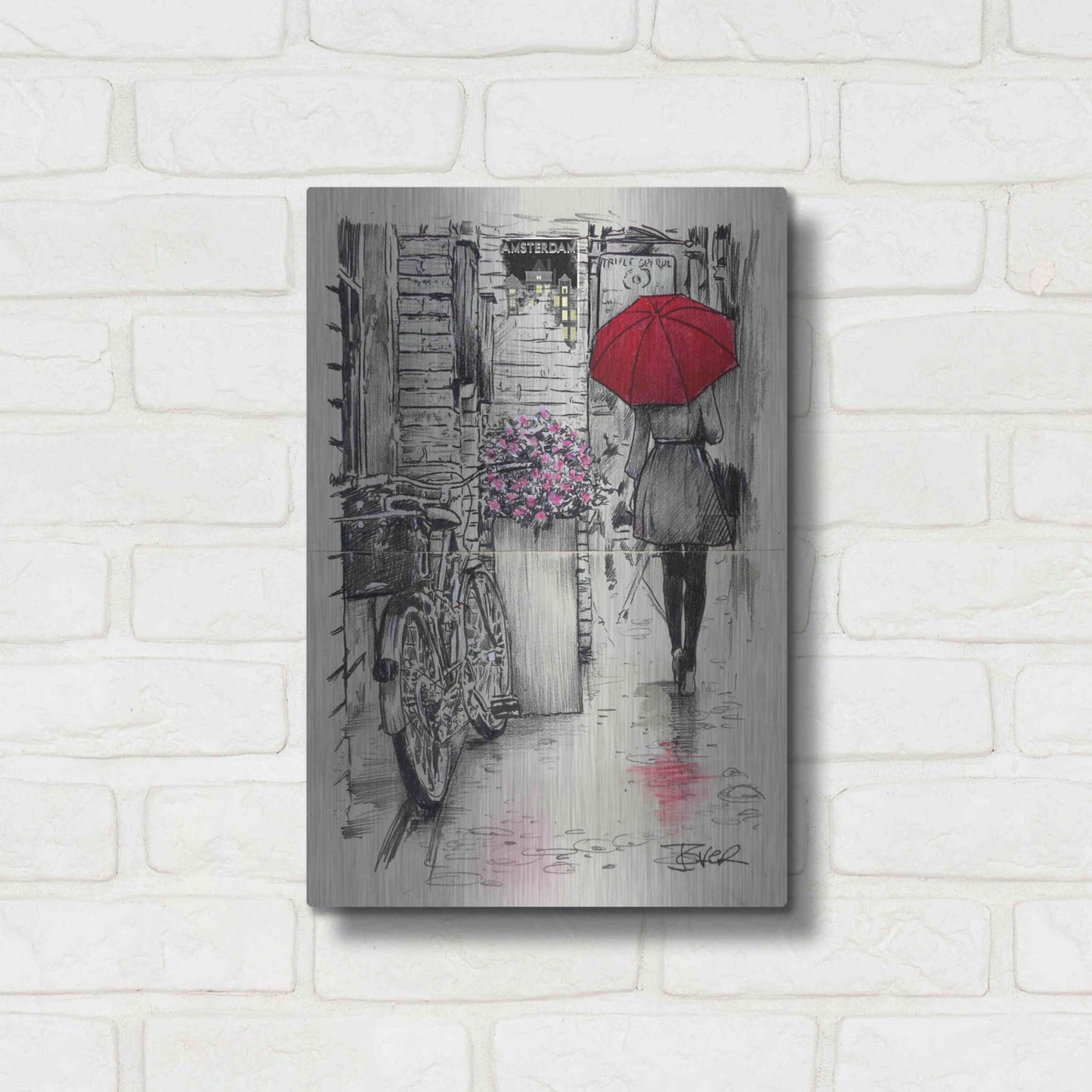 Luxe Metal Art 'Amsterdam Walk' by Loui Jover, Metal Wall Art,12x16