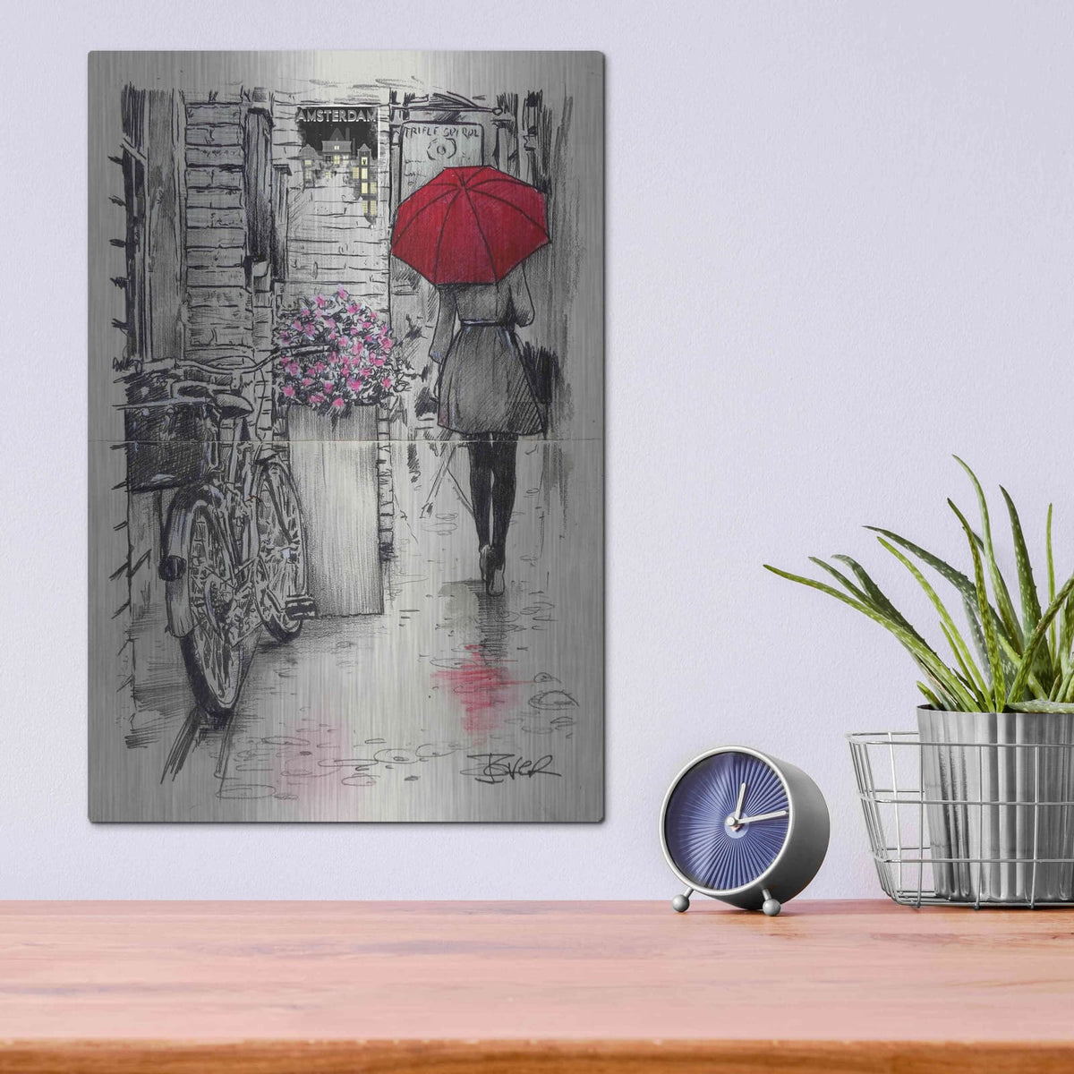'Amsterdam Walk' by Loui Jover – Metal Wall Art, 12x16 room view