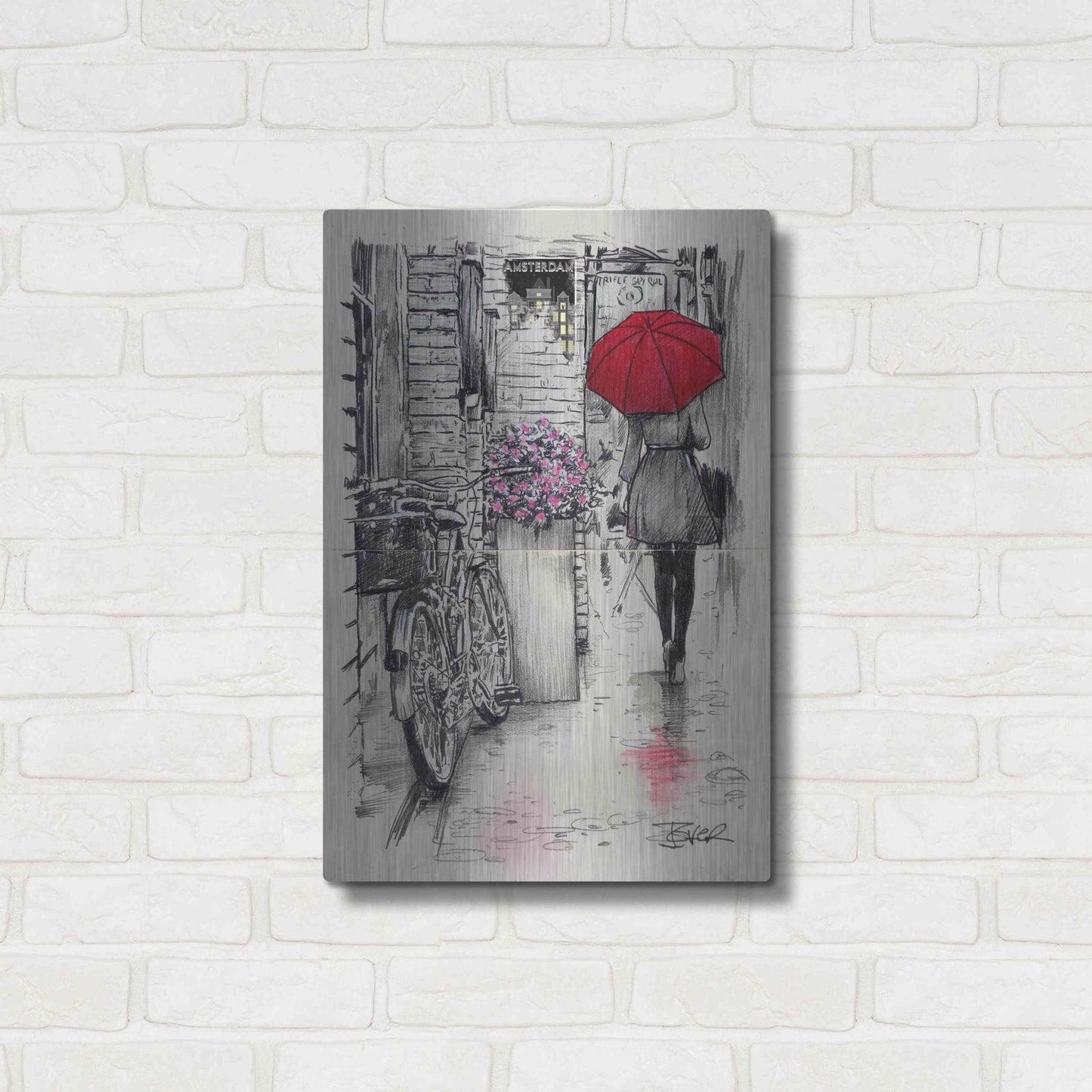 Luxe Metal Art 'Amsterdam Walk' by Loui Jover, Metal Wall Art,16x24