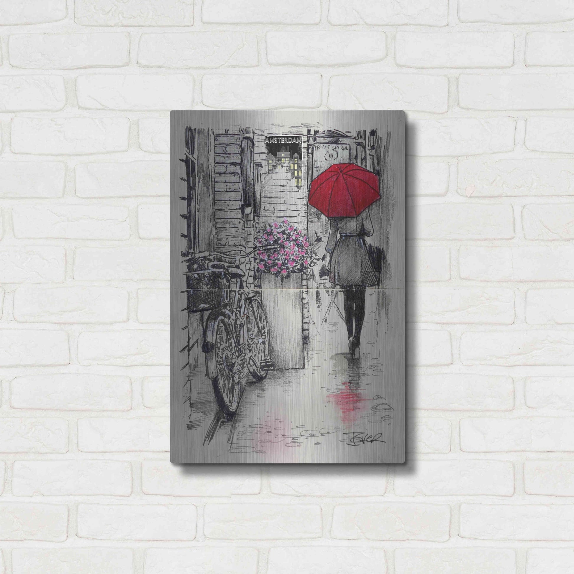 Luxe Metal Art 'Amsterdam Walk' by Loui Jover, Metal Wall Art,16x24