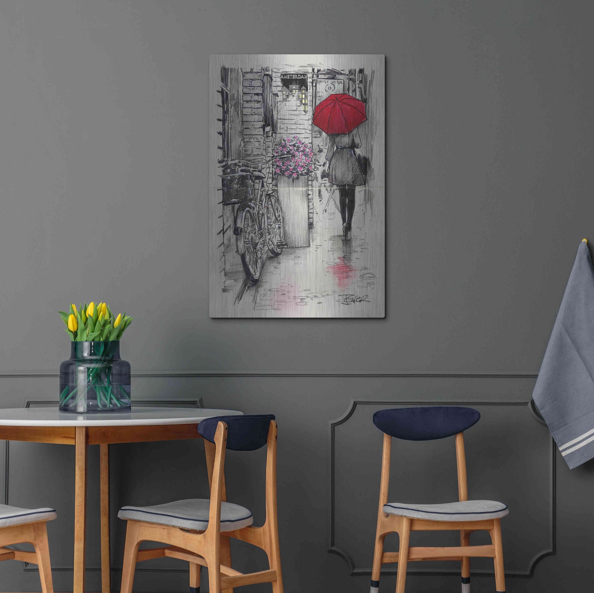 Luxe Metal Art 'Amsterdam Walk' by Loui Jover, Metal Wall Art,24x36