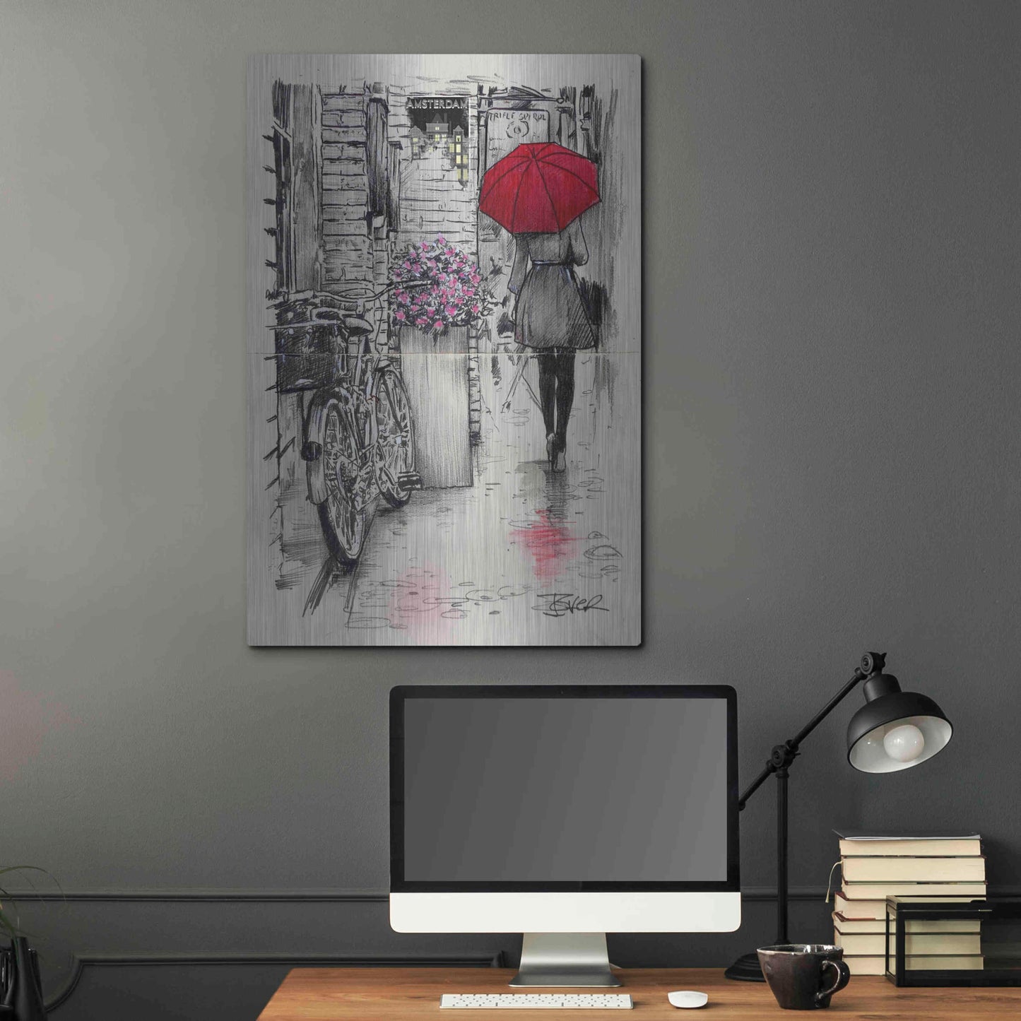 Luxe Metal Art 'Amsterdam Walk' by Loui Jover, Metal Wall Art,24x36