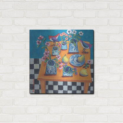 Luxe Metal Art 'This Table Has The Blues' by Holly Wojhan, Metal Wall Art,24x24