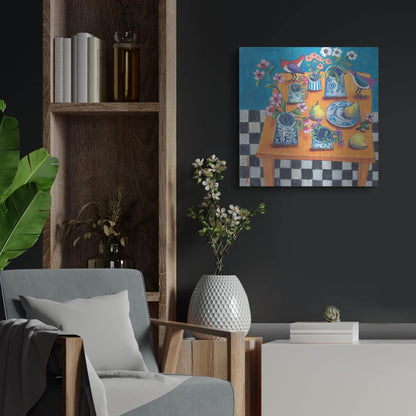 Luxe Metal Art 'This Table Has The Blues' by Holly Wojhan, Metal Wall Art,24x24