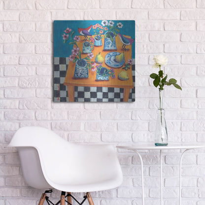 Luxe Metal Art 'This Table Has The Blues' by Holly Wojhan, Metal Wall Art,24x24