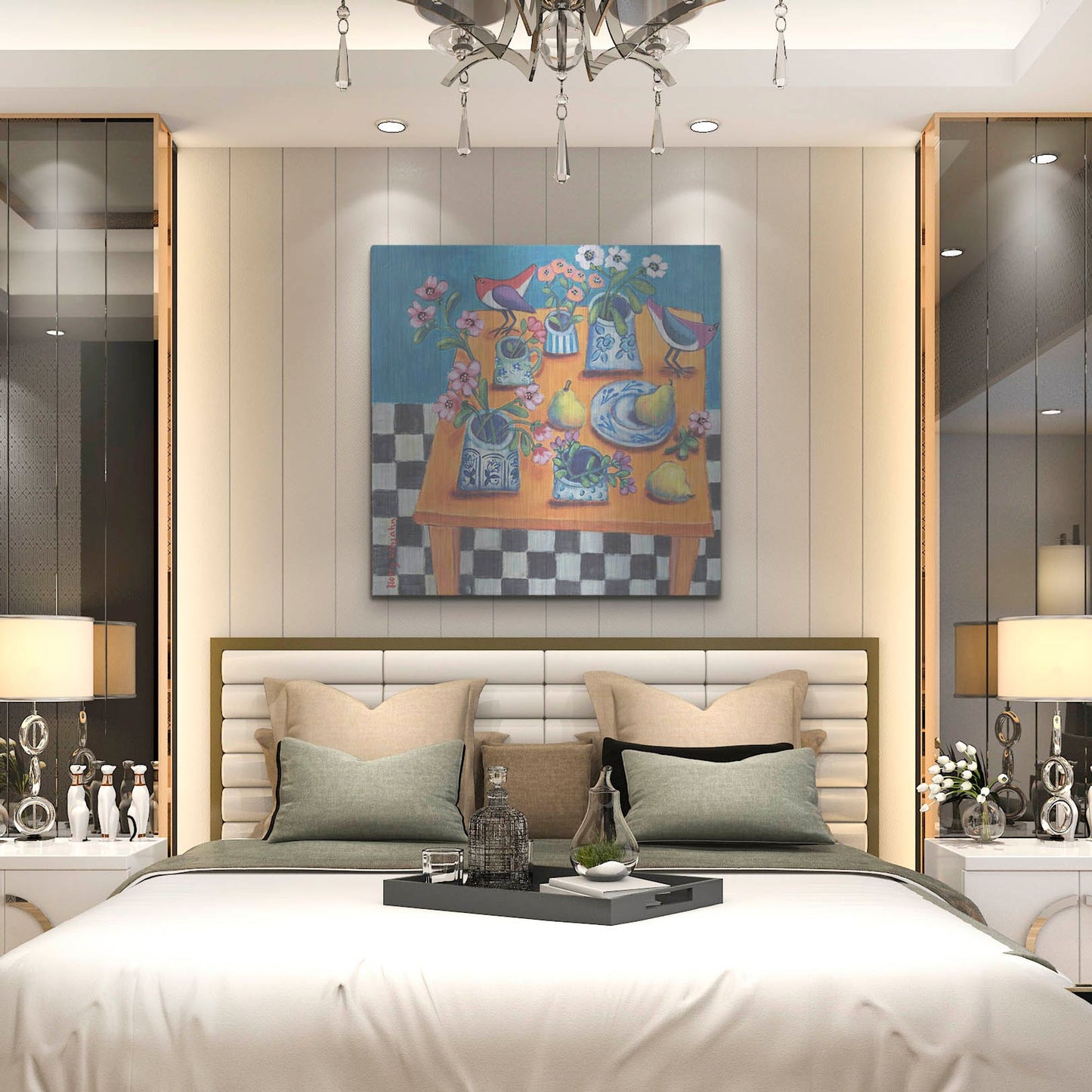 Luxe Metal Art 'This Table Has The Blues' by Holly Wojhan, Metal Wall Art,36x36