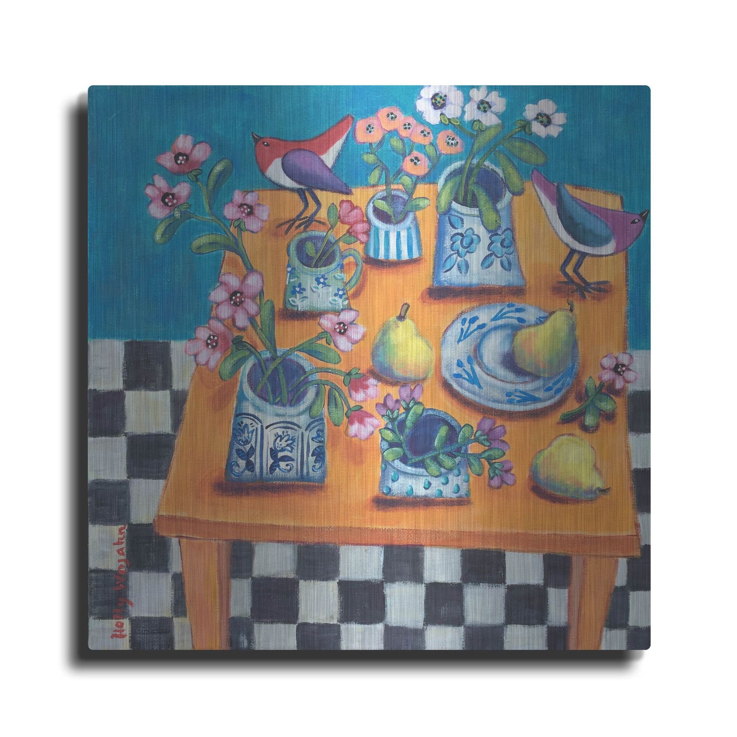Luxe Metal Art 'This Table Has The Blues' by Holly Wojhan, Metal Wall Art