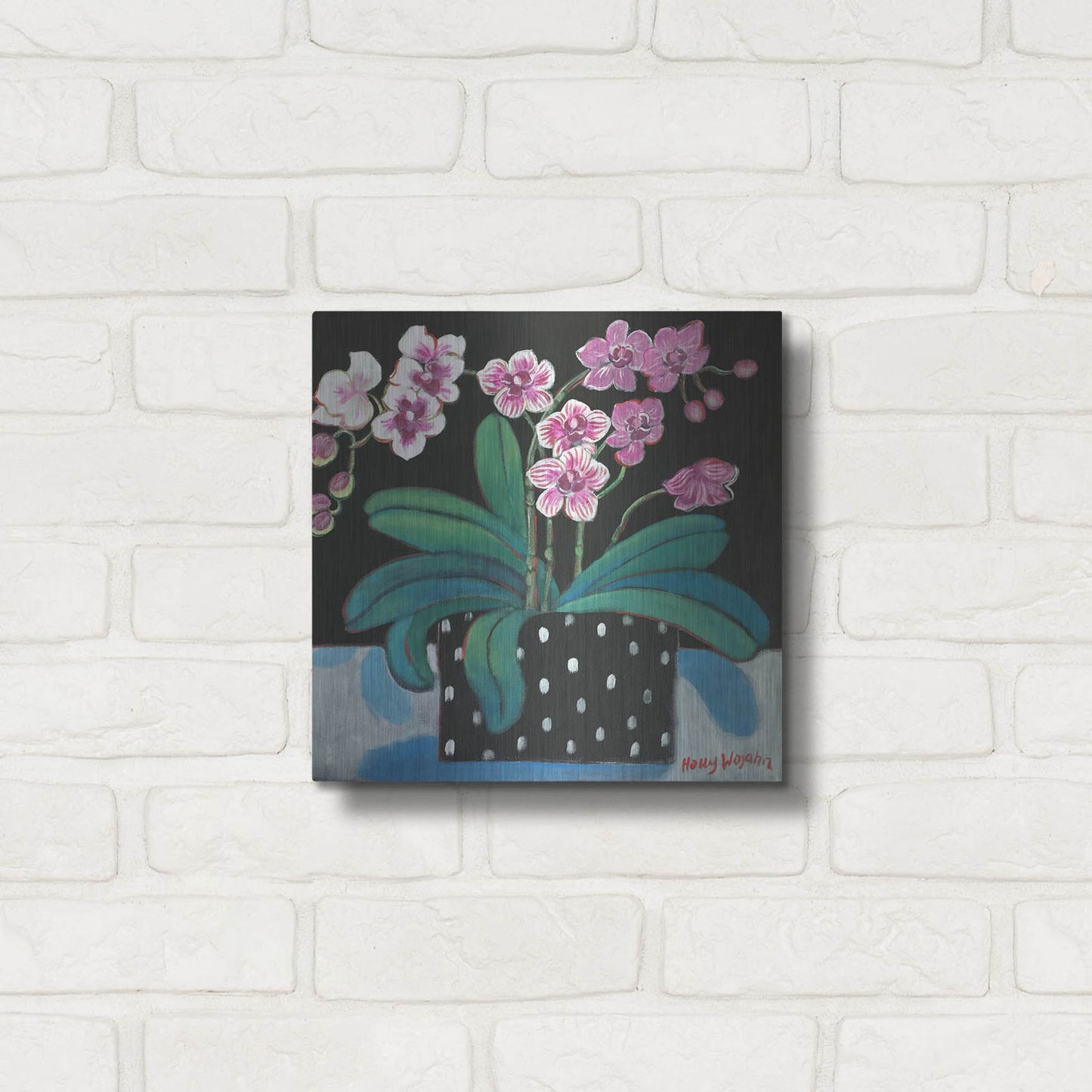 Luxe Metal Art 'Orchid For Terri' by Holly Wojhan, Metal Wall Art,12x12