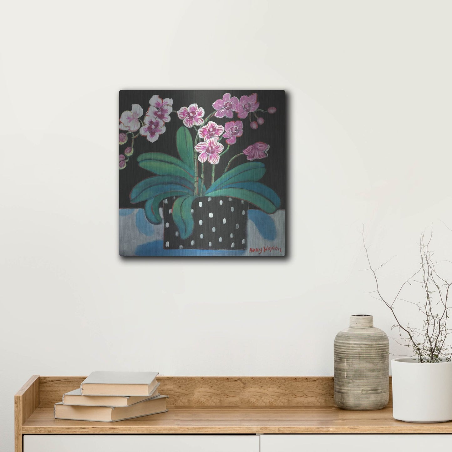 Luxe Metal Art 'Orchid For Terri' by Holly Wojhan, Metal Wall Art,12x12