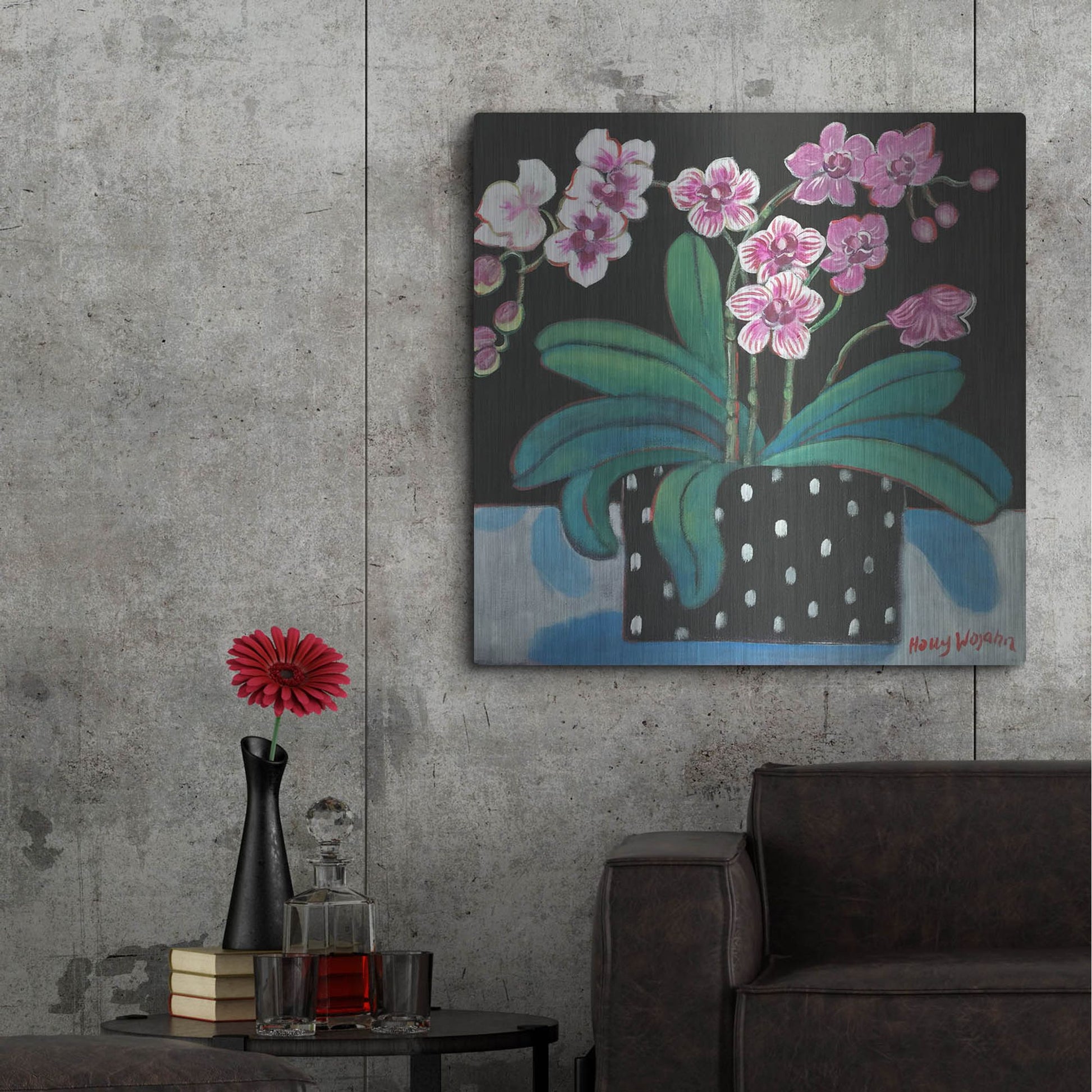 Luxe Metal Art 'Orchid For Terri' by Holly Wojhan, Metal Wall Art,36x36