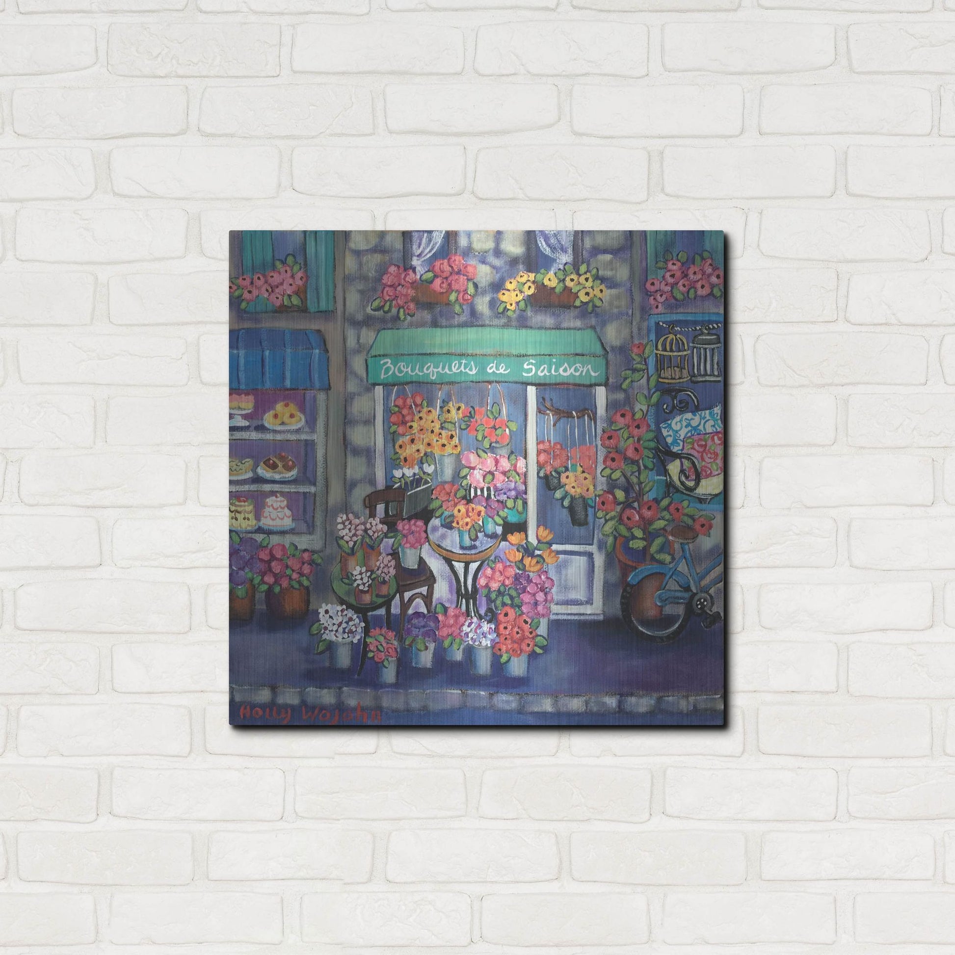 Luxe Metal Art 'Bouquets De Saison' by Holly Wojhan, Metal Wall Art,24x24