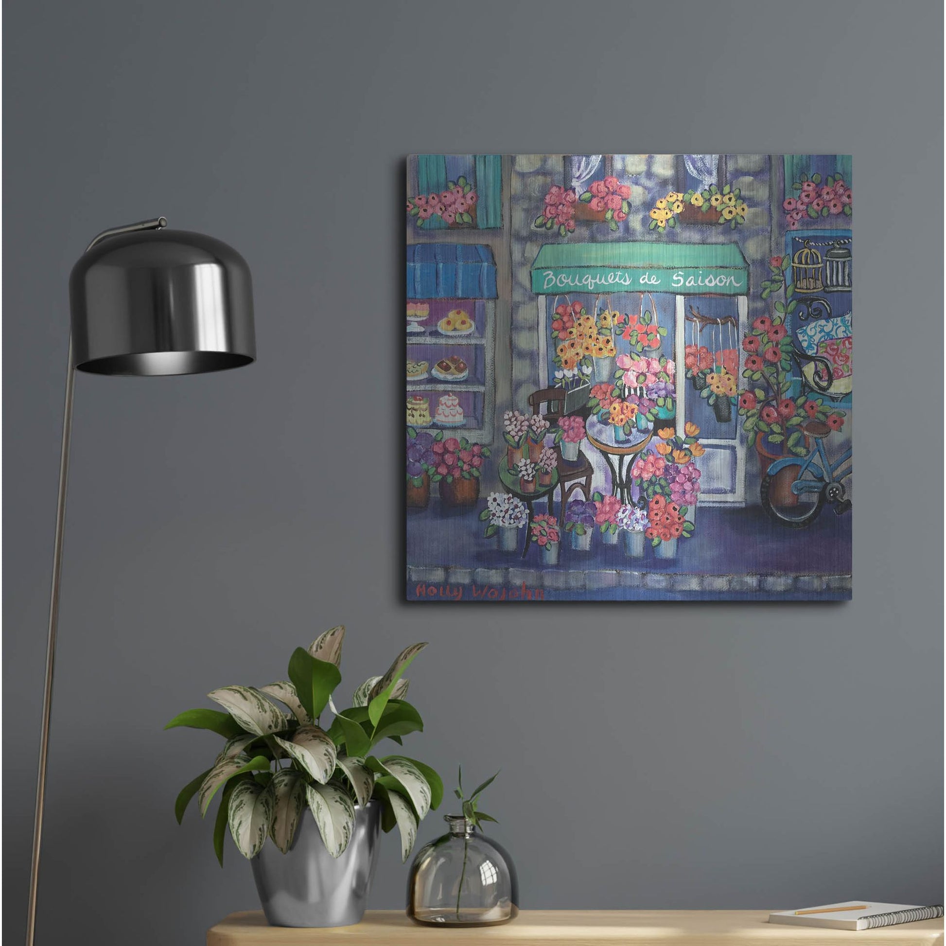 Luxe Metal Art 'Bouquets De Saison' by Holly Wojhan, Metal Wall Art,24x24