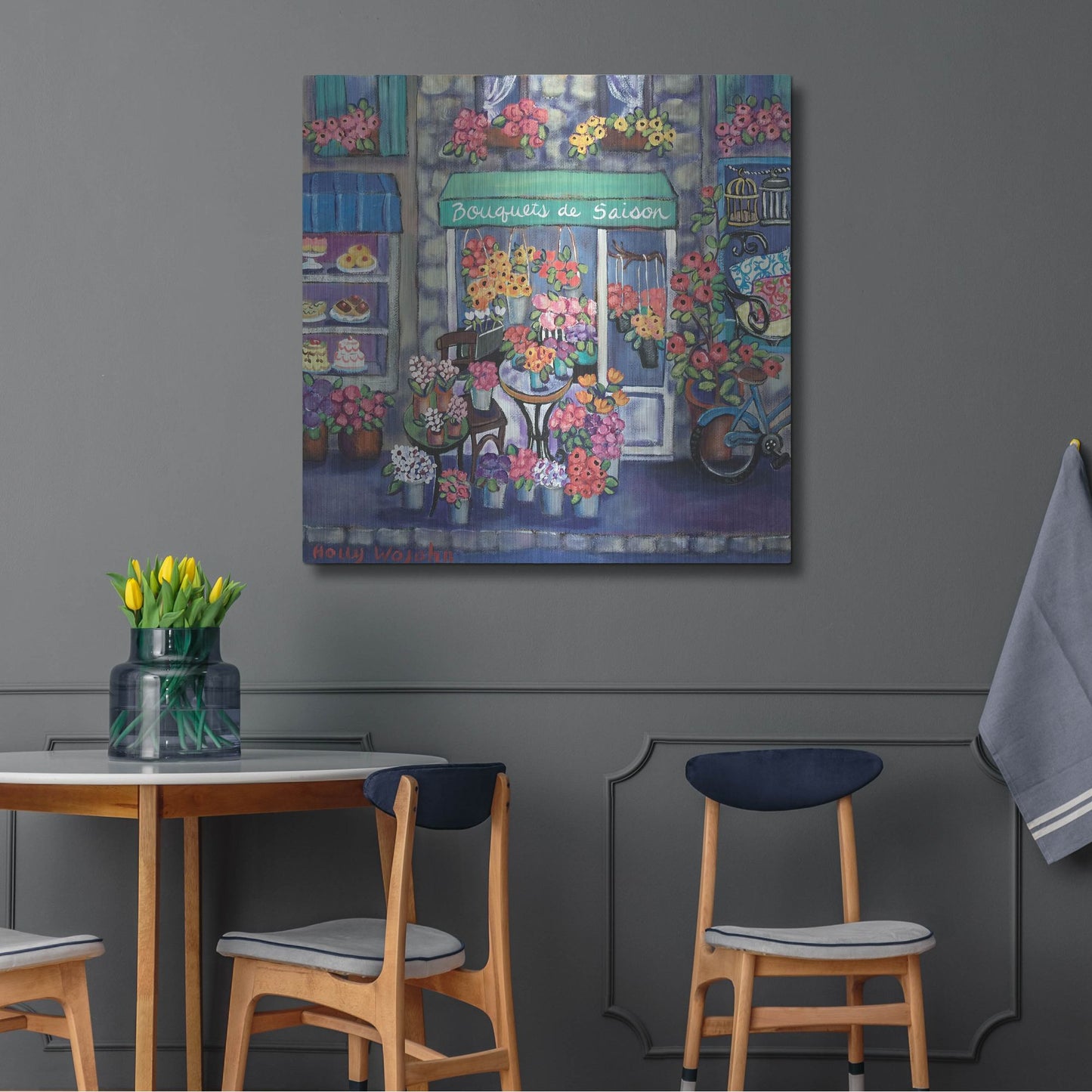 Luxe Metal Art 'Bouquets De Saison' by Holly Wojhan, Metal Wall Art,36x36