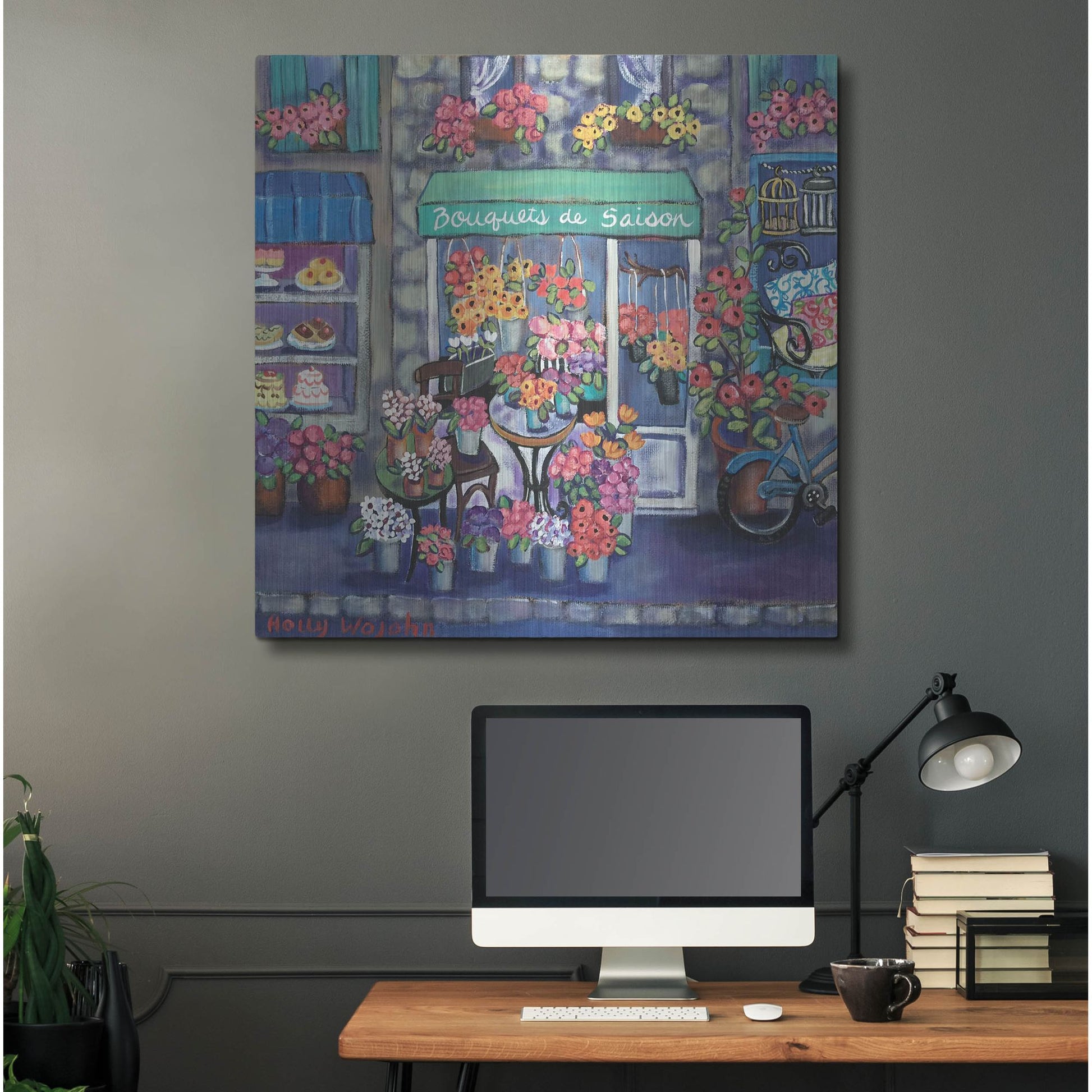 Luxe Metal Art 'Bouquets De Saison' by Holly Wojhan, Metal Wall Art,36x36