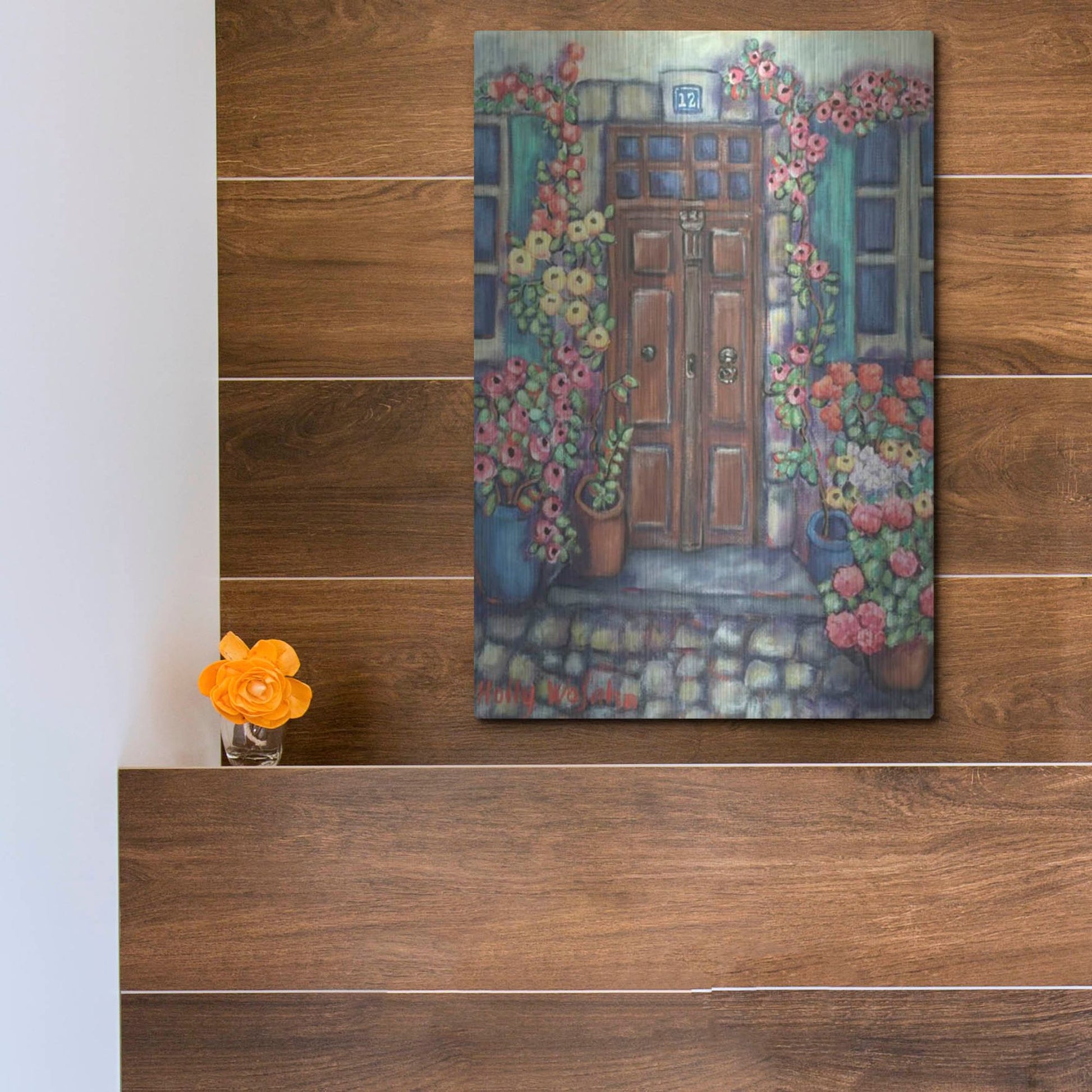 Luxe Metal Art 'Dorway in Provence' by Holly Wojhan, Metal Wall Art,12x16