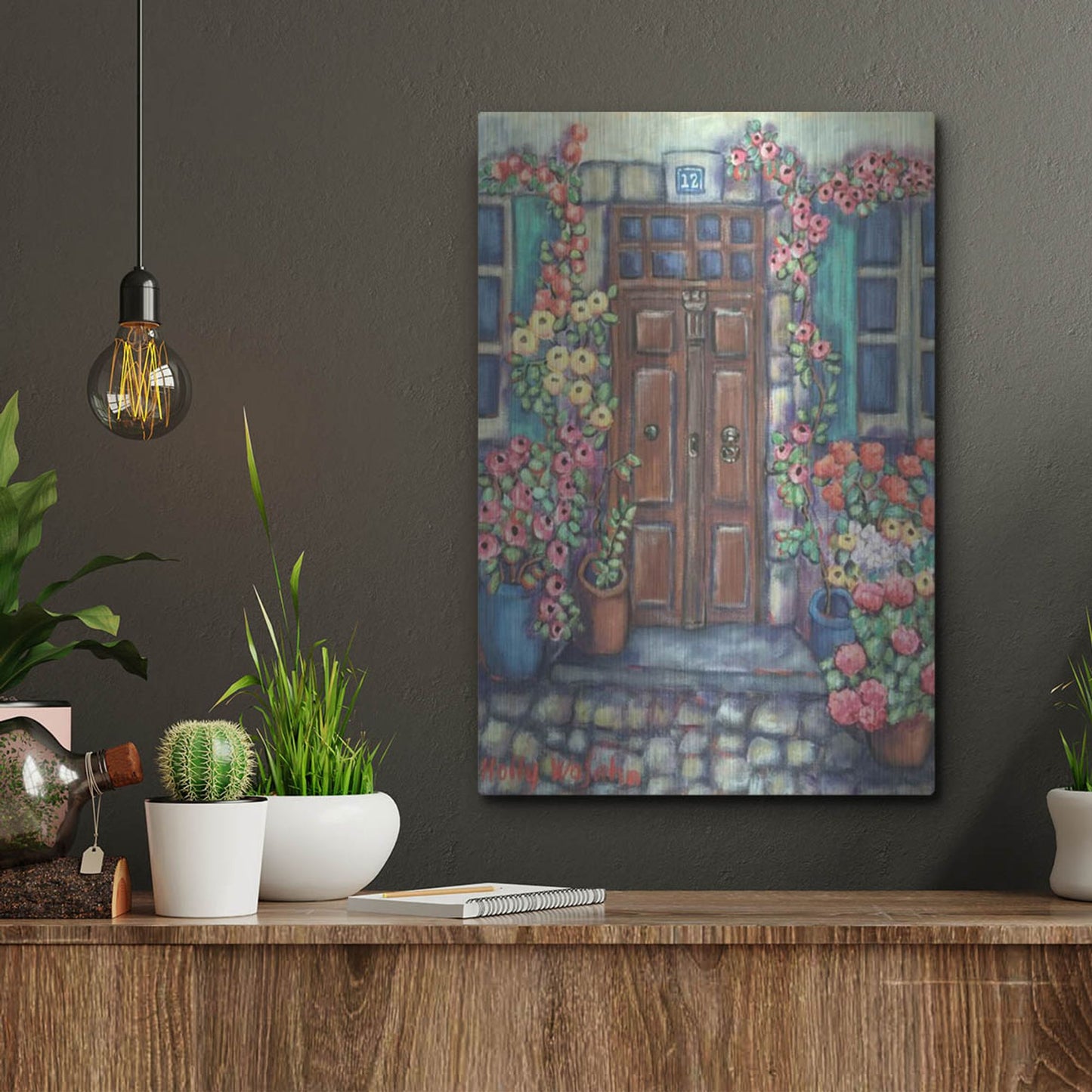 Luxe Metal Art 'Dorway in Provence' by Holly Wojhan, Metal Wall Art,12x16