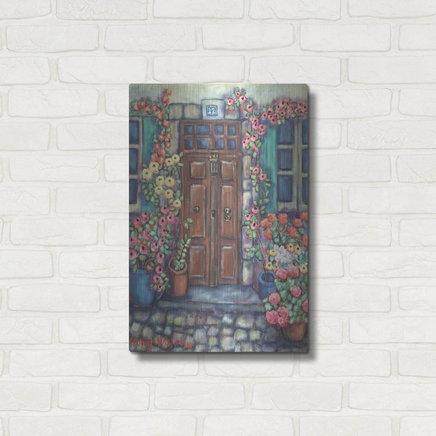 Luxe Metal Art 'Dorway in Provence' by Holly Wojhan, Metal Wall Art,16x24